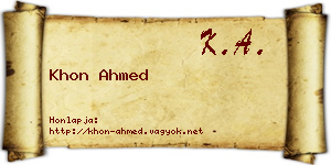 Khon Ahmed névjegykártya